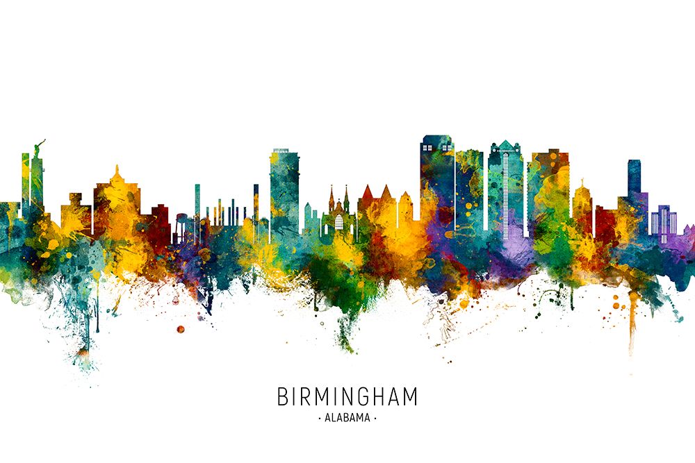 Birmingham Alabama Skyline art print by Michael Tompsett for $57.95 CAD