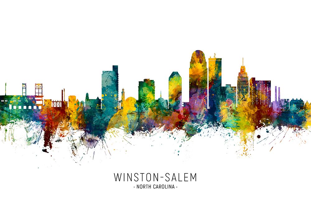 Winston-Salem North Carolina Skyline art print by Michael Tompsett for $57.95 CAD