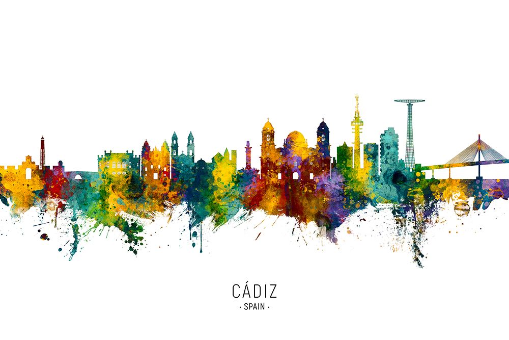 CAidiz Spain Skyline art print by Michael Tompsett for $57.95 CAD