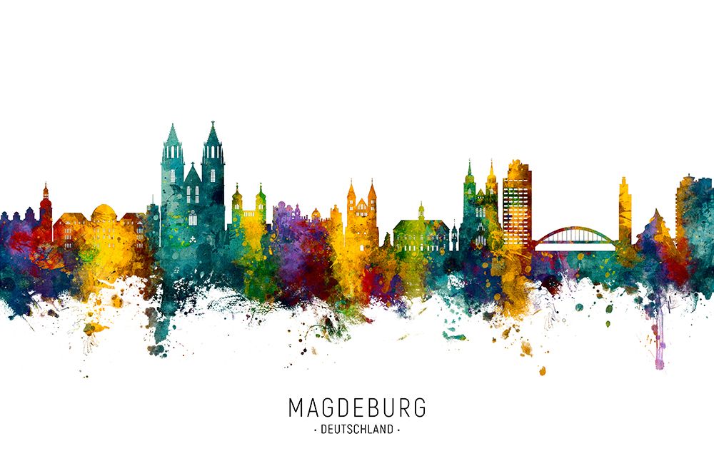 Magdeburg Germany Skyline art print by Michael Tompsett for $57.95 CAD