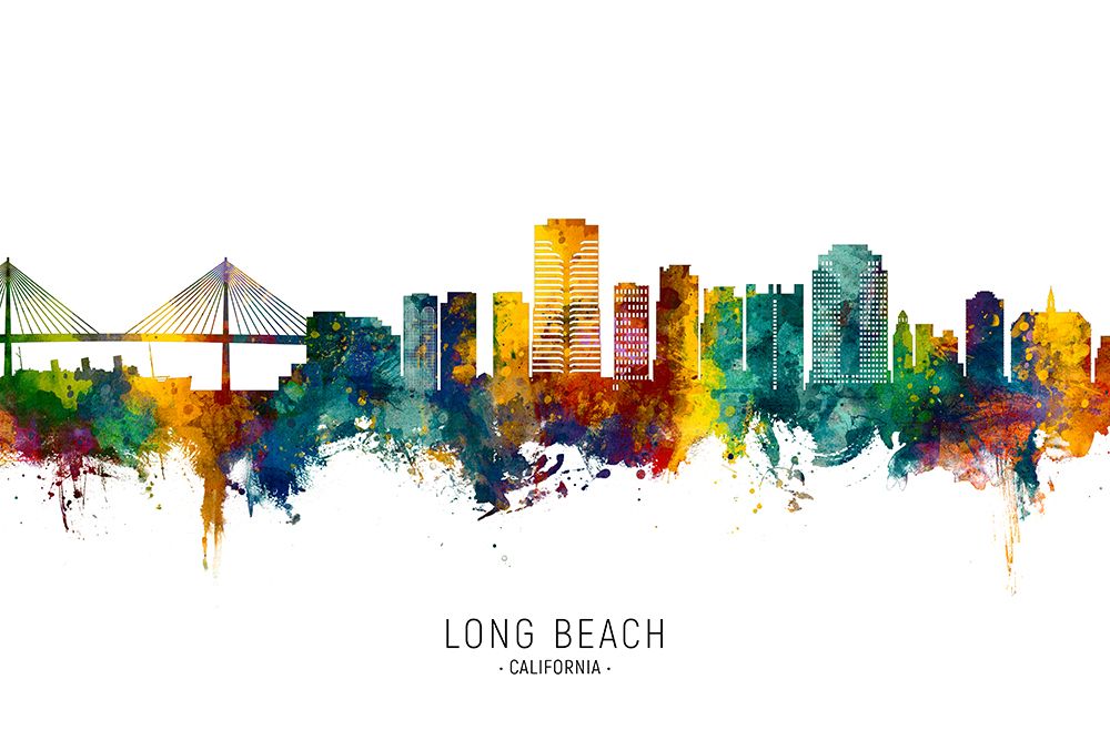 Long Beach California Skyline art print by Michael Tompsett for $57.95 CAD