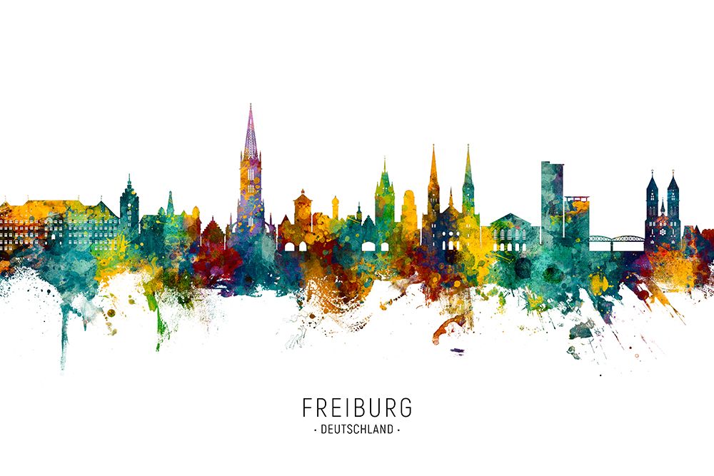Freiburg Germany Skyline art print by Michael Tompsett for $57.95 CAD