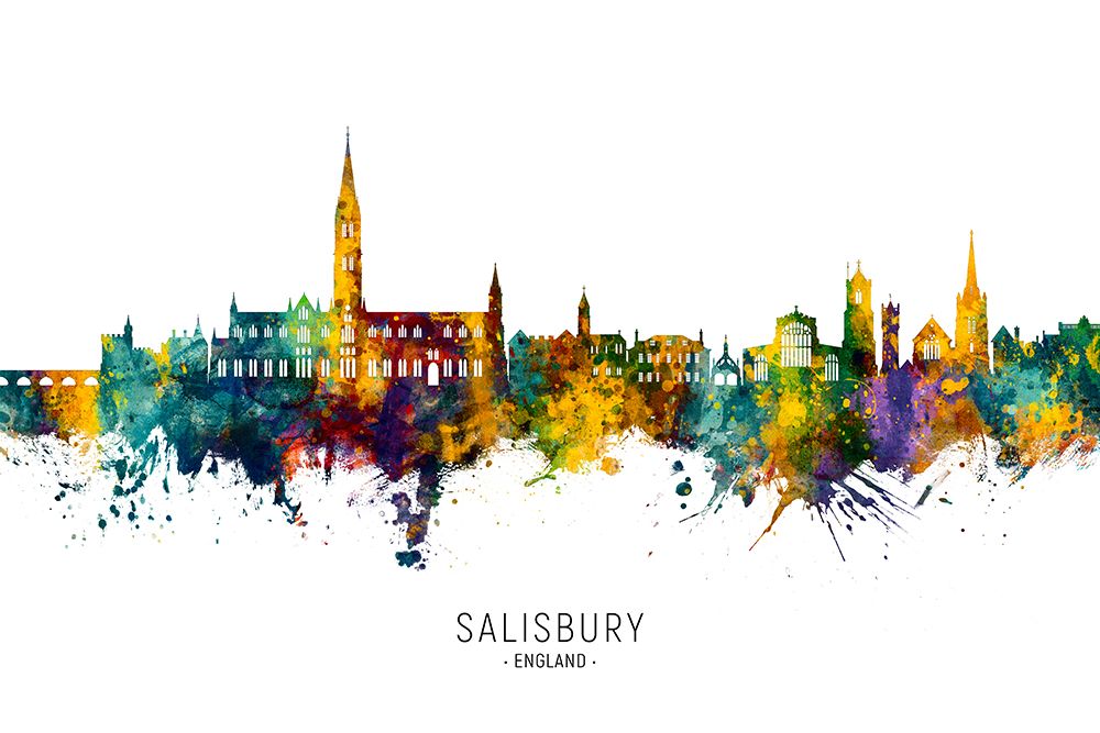Salisbury England Skyline art print by Michael Tompsett for $57.95 CAD