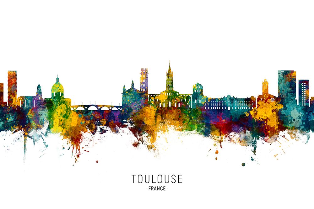 Toulouse France Skyline art print by Michael Tompsett for $57.95 CAD