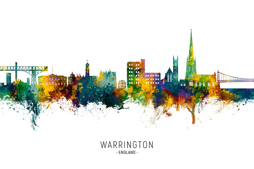 Warrington England Skyline art print by Michael Tompsett for $57.95 CAD