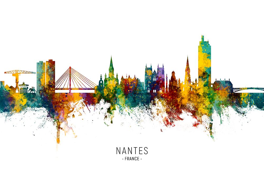 Nantes France Skyline art print by Michael Tompsett for $57.95 CAD