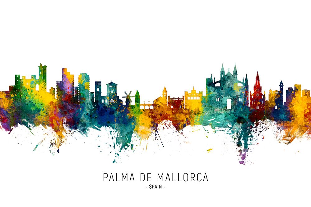 Palma de Mallorca Spain Skyline art print by Michael Tompsett for $57.95 CAD