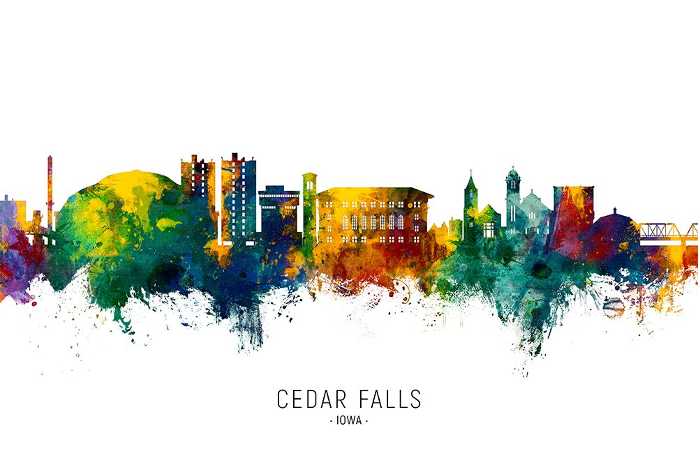 Cedar Falls Iowa Skyline art print by Michael Tompsett for $57.95 CAD