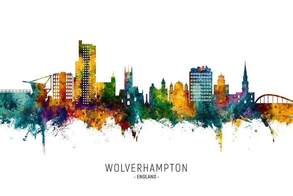 Wolverhampton England Skyline art print by Michael Tompsett for $57.95 CAD