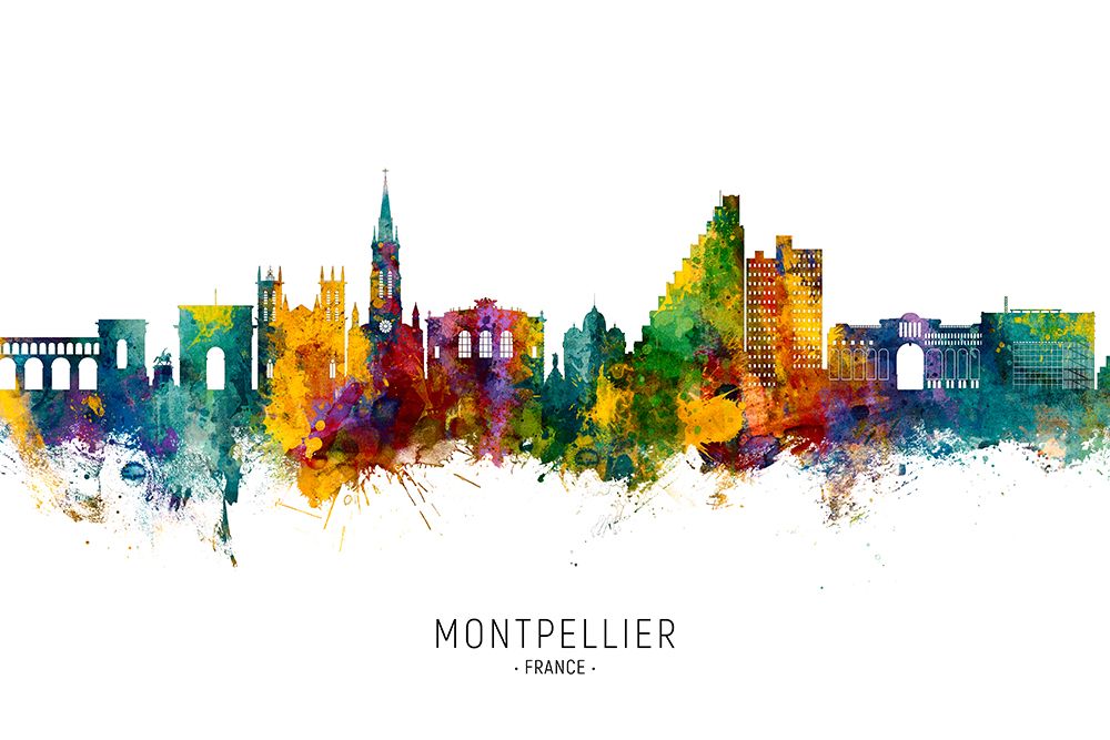 Montpellier France Skyline art print by Michael Tompsett for $57.95 CAD