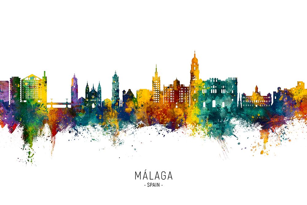 MAilaga Spain Skyline art print by Michael Tompsett for $57.95 CAD
