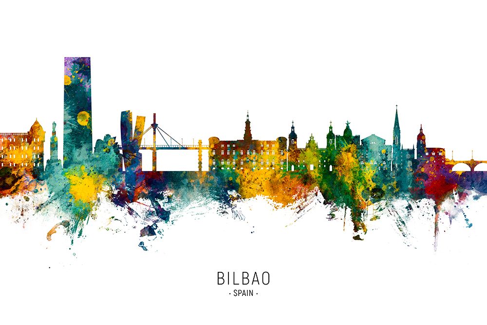 Bilbao Spain Skyline art print by Michael Tompsett for $57.95 CAD