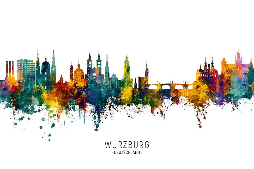 WAAndfrac14;rzburg Germany Skyline art print by Michael Tompsett for $57.95 CAD