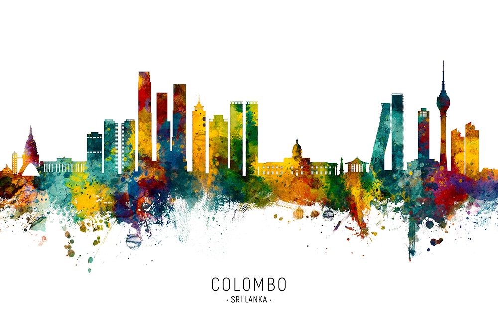 Colombo Sri Lanka Skyline art print by Michael Tompsett for $57.95 CAD
