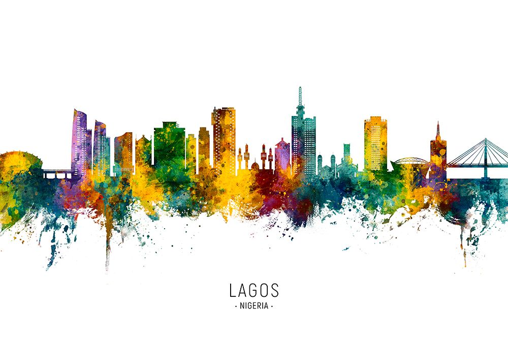 Lagos Nigeria Skyline art print by Michael Tompsett for $57.95 CAD