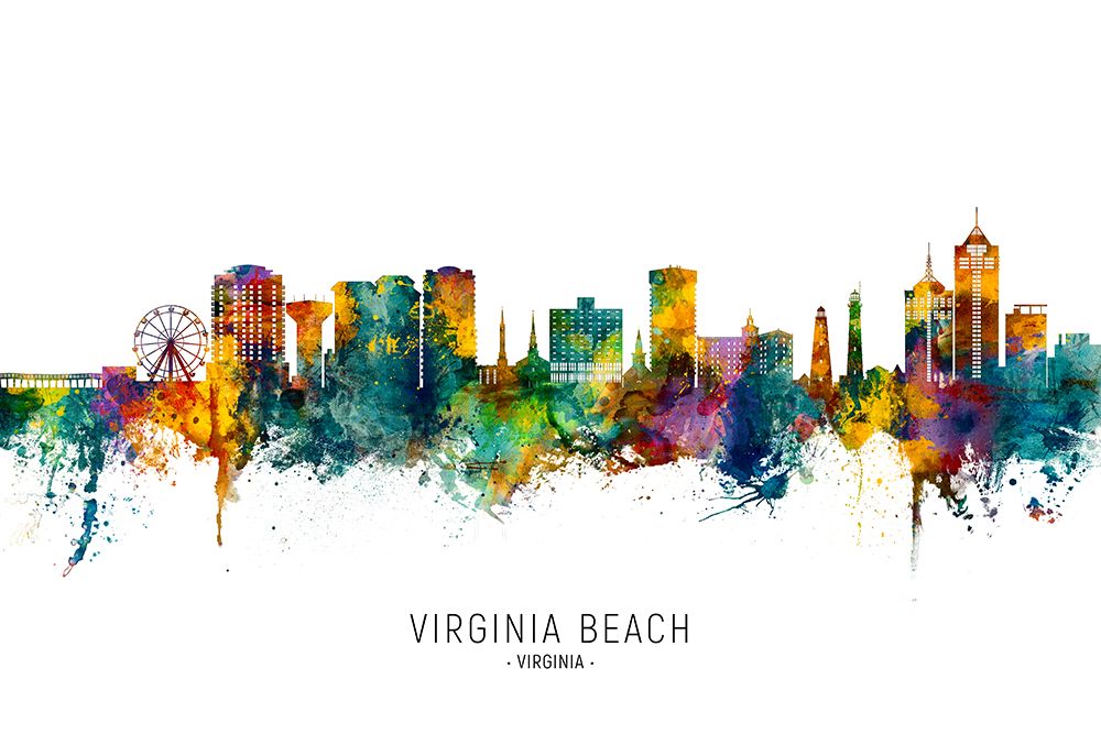 Virginia Beach Virginia Skyline art print by Michael Tompsett for $57.95 CAD
