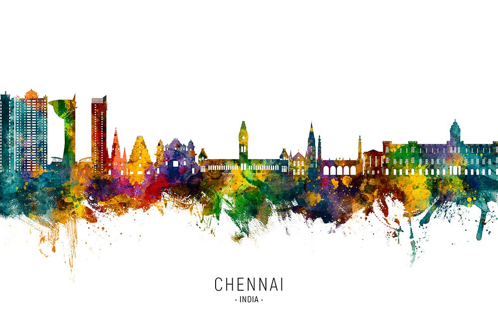 Chennai Skyline India art print by Michael Tompsett for $57.95 CAD