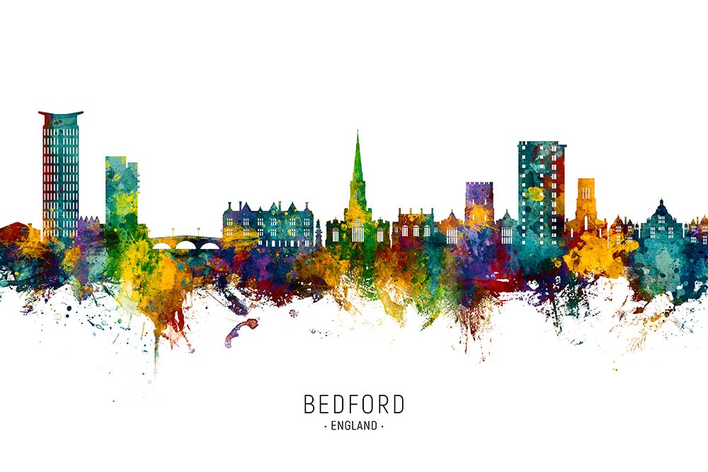 Bedford England Skyline art print by Michael Tompsett for $57.95 CAD