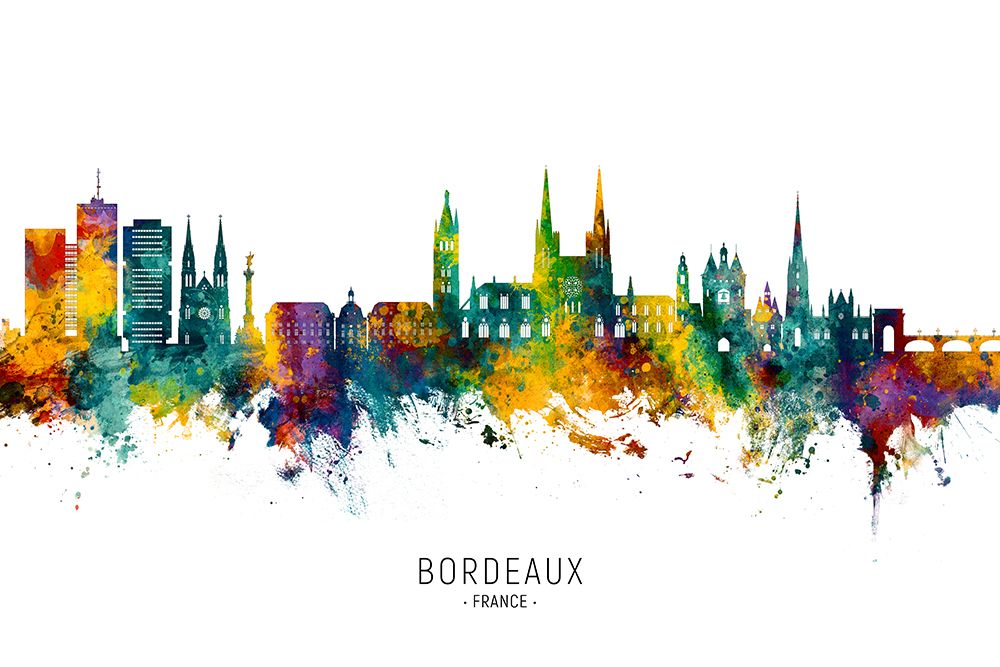 Bordeaux France Skyline art print by Michael Tompsett for $57.95 CAD