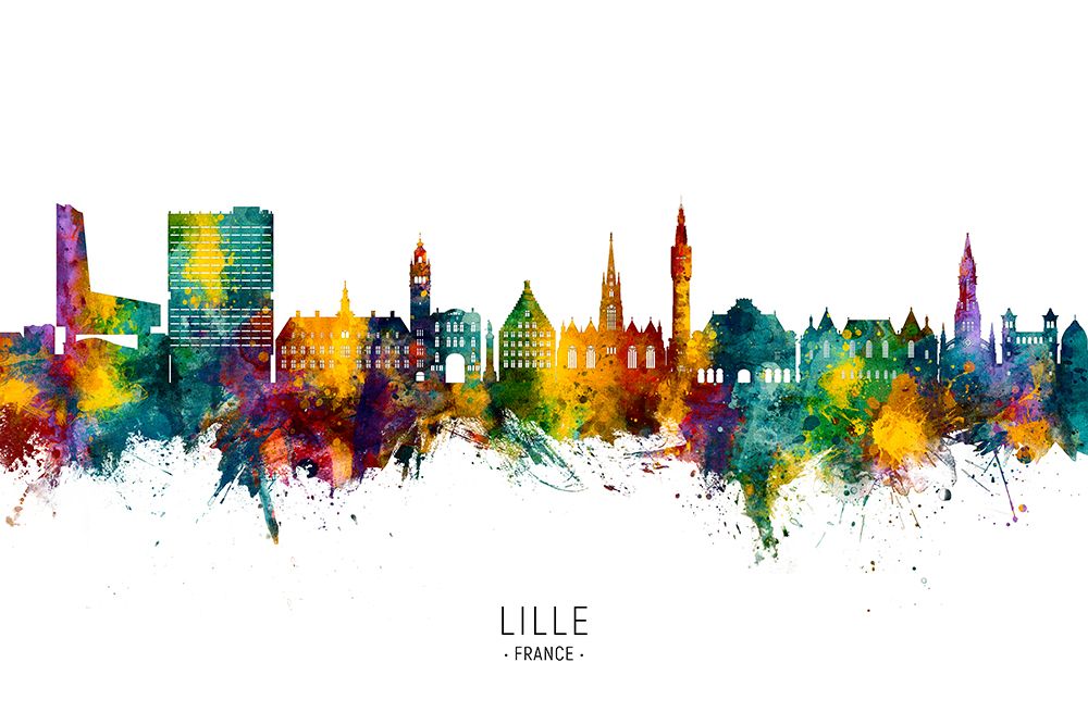 Lille France Skyline art print by Michael Tompsett for $57.95 CAD