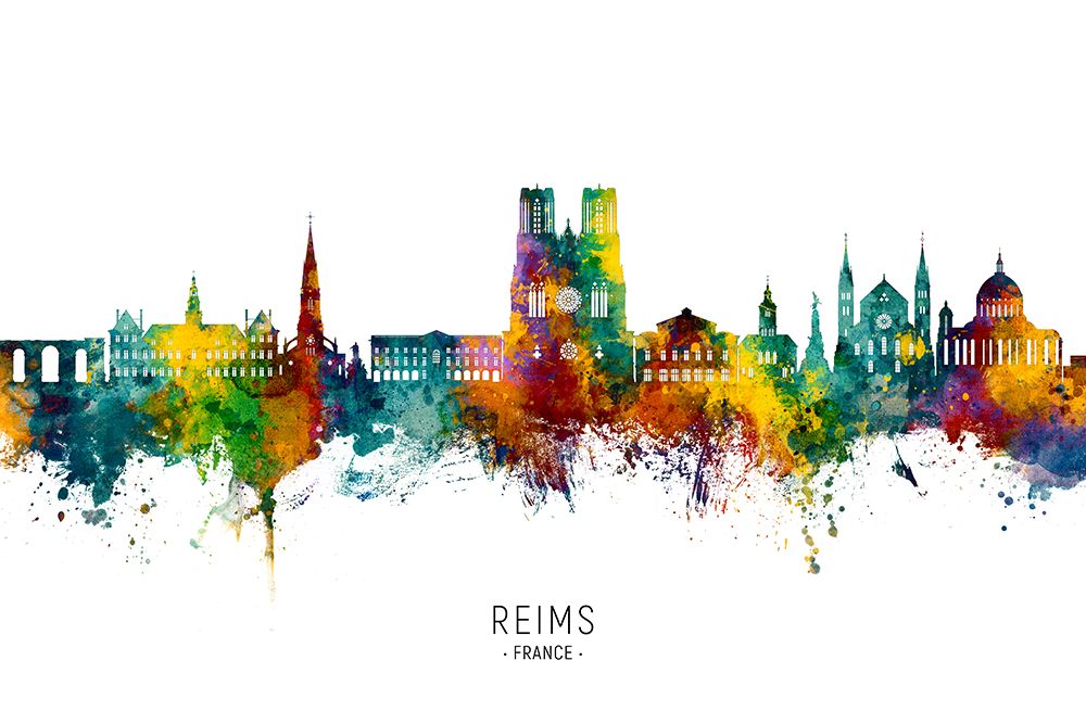 Reims France Skyline art print by Michael Tompsett for $57.95 CAD