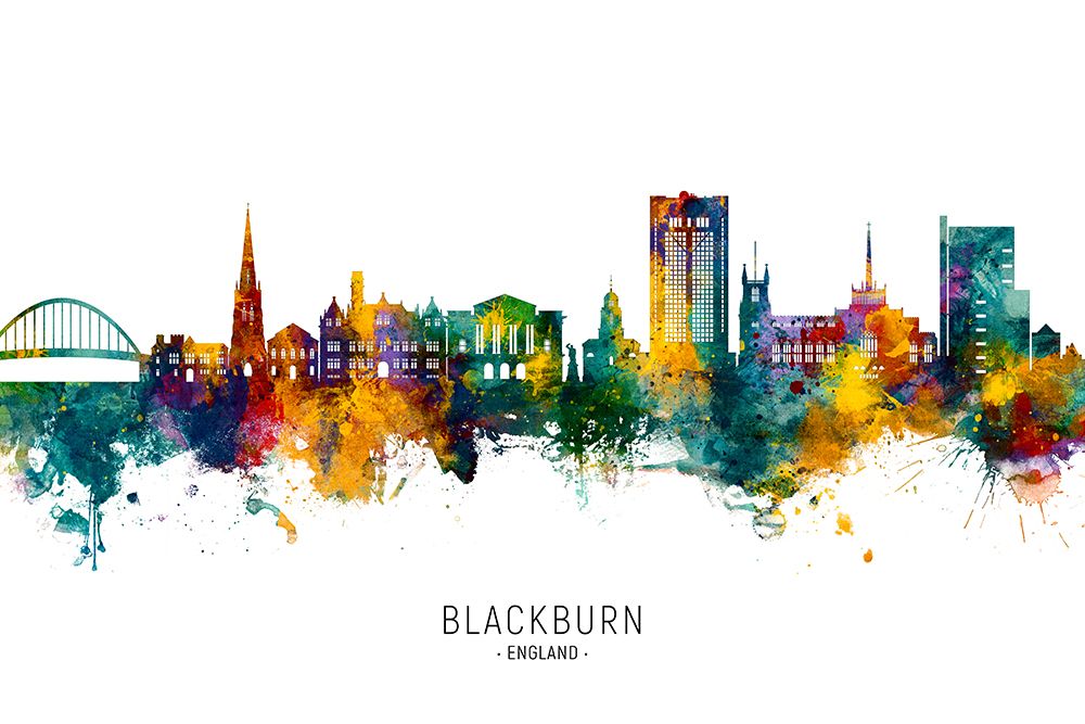 Blackburn England Skyline art print by Michael Tompsett for $57.95 CAD