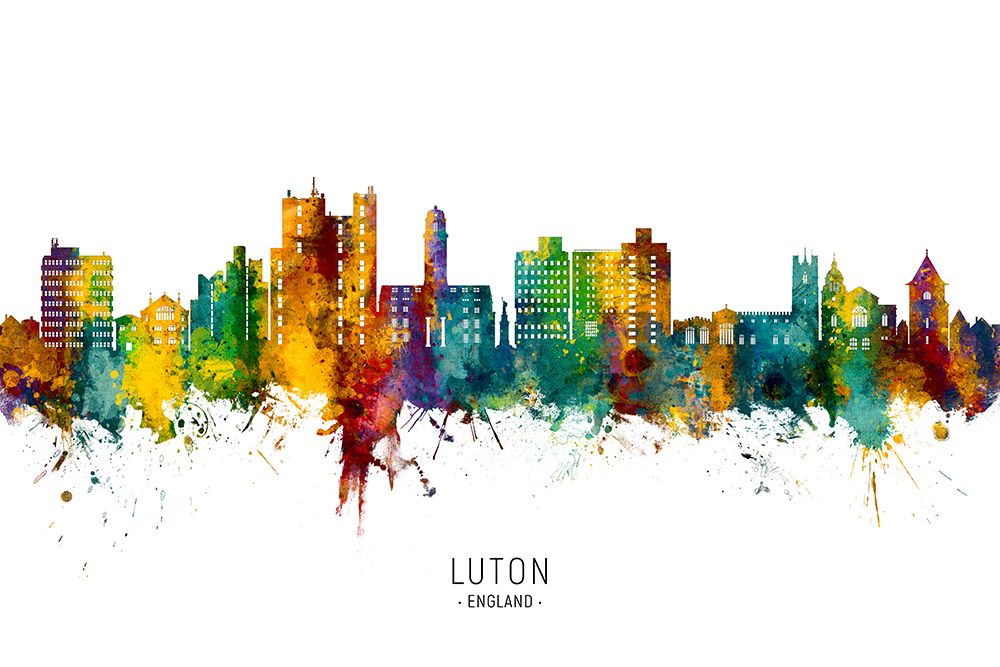 Luton England Skyline art print by Michael Tompsett for $57.95 CAD