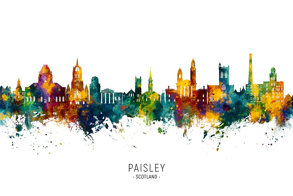Paisley Scotland Skyline art print by Michael Tompsett for $57.95 CAD