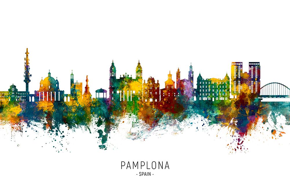 Pamplona Spain Skyline art print by Michael Tompsett for $57.95 CAD