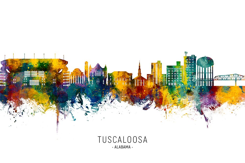 Tuscaloosa Alabama Skyline art print by Michael Tompsett for $57.95 CAD