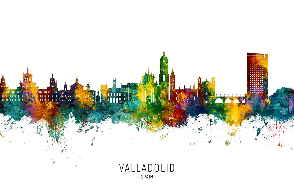 Valladolid Spain Skyline art print by Michael Tompsett for $57.95 CAD