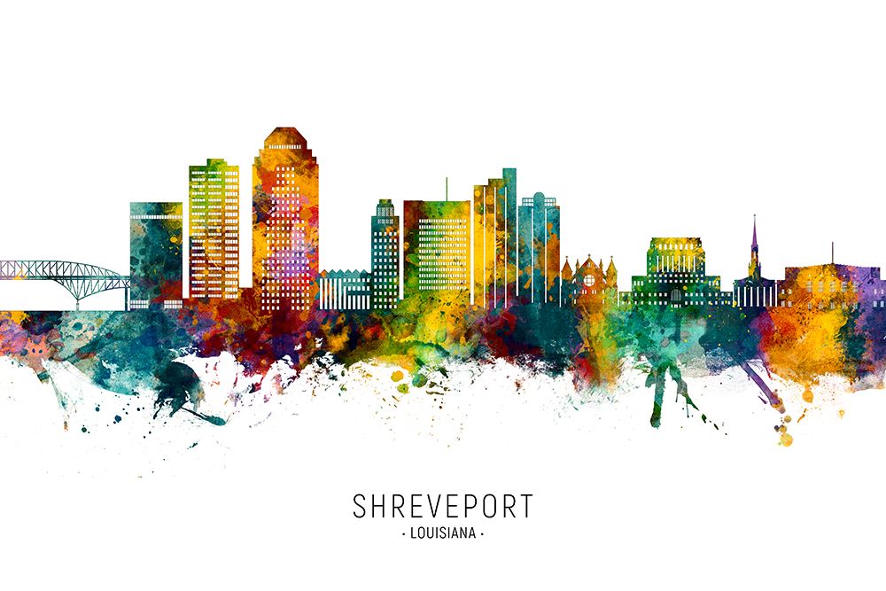 Shreveport Louisiana Skyline art print by Michael Tompsett for $57.95 CAD