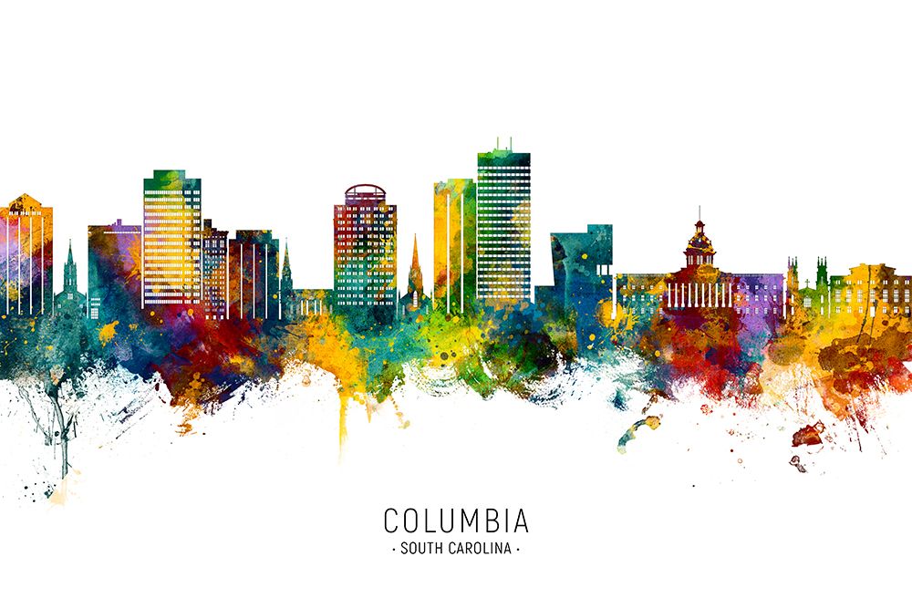 Columbia South Carolina Skyline art print by Michael Tompsett for $57.95 CAD