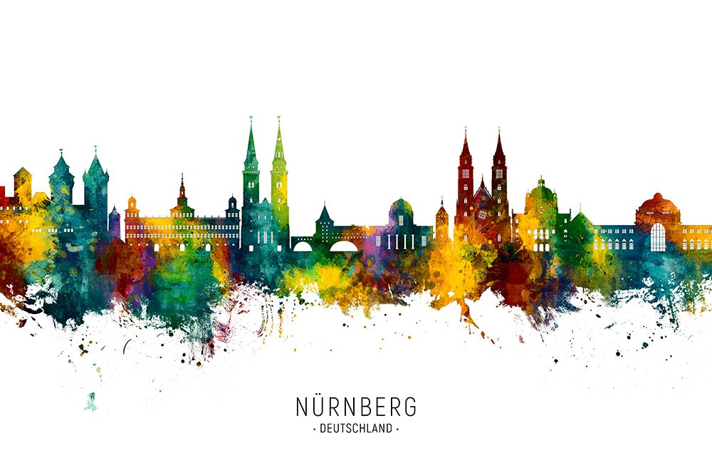 NAAndfrac14;rnberg Germany Skyline art print by Michael Tompsett for $57.95 CAD