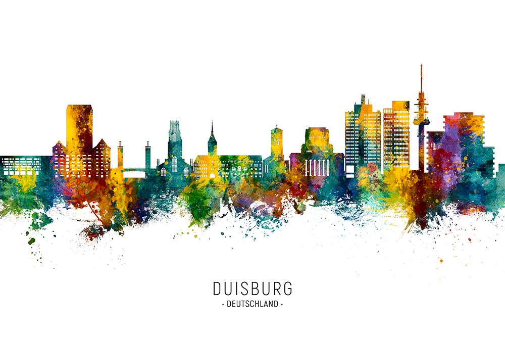 Duisburg Germany Skyline art print by Michael Tompsett for $57.95 CAD