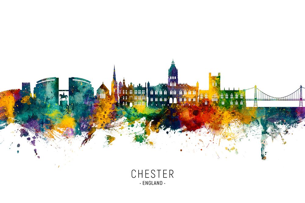 Chester England Skyline art print by Michael Tompsett for $57.95 CAD