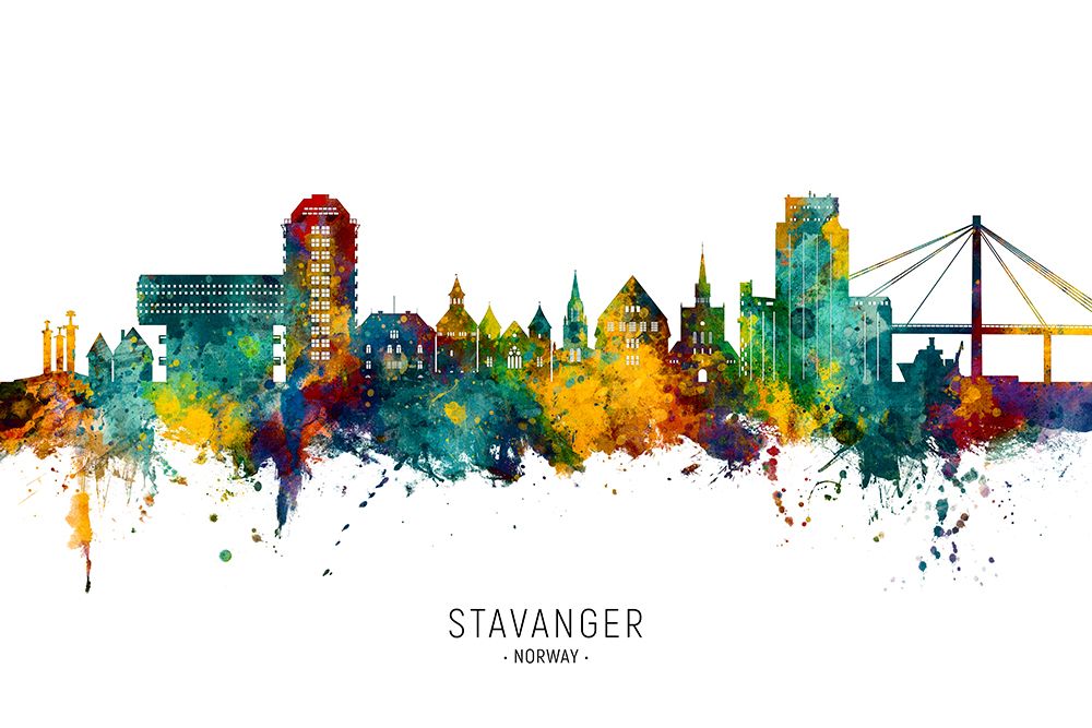 Stavanger Norway Skyline art print by Michael Tompsett for $57.95 CAD