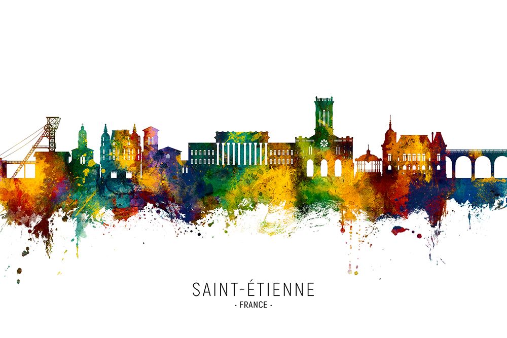 Saint-A┬ëtienne France Skyline art print by Michael Tompsett for $57.95 CAD
