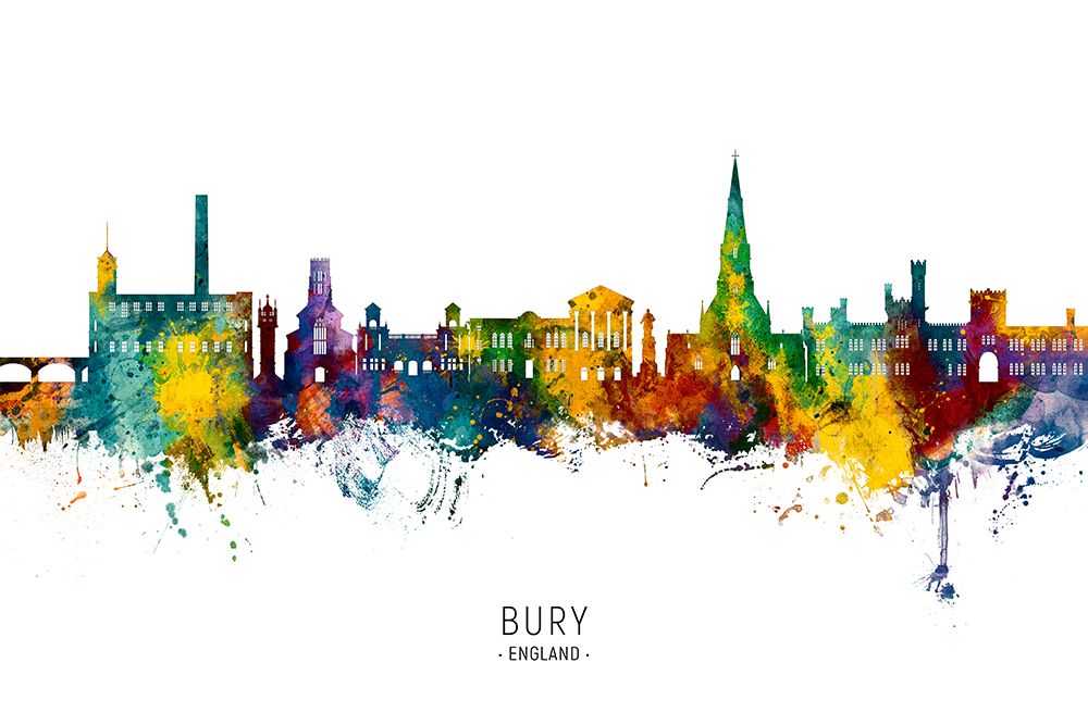 Bury England Skyline art print by Michael Tompsett for $57.95 CAD