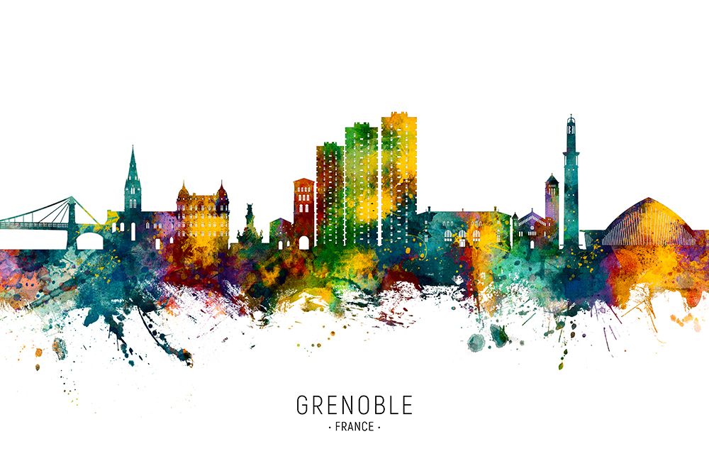 Grenoble France Skyline art print by Michael Tompsett for $57.95 CAD