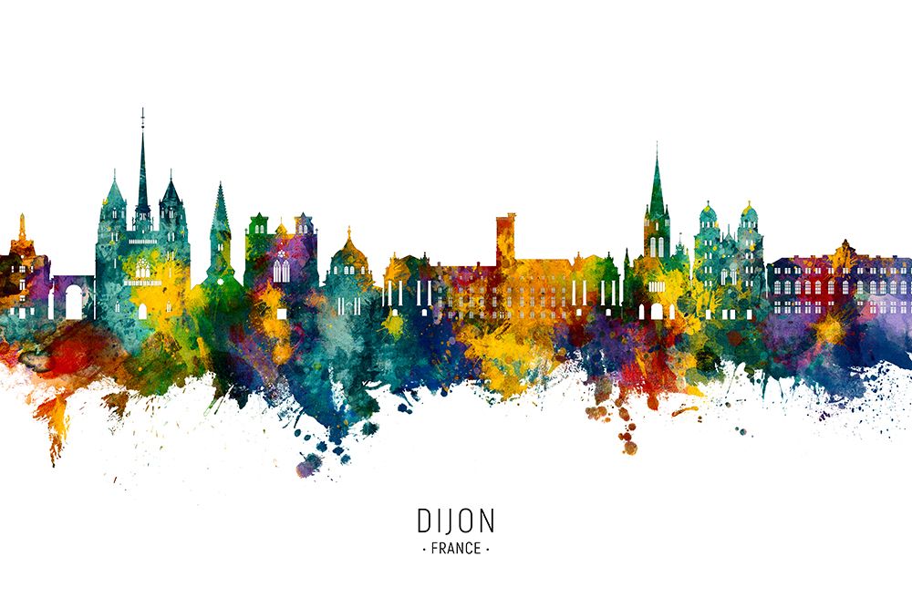 Dijon France Skyline art print by Michael Tompsett for $57.95 CAD
