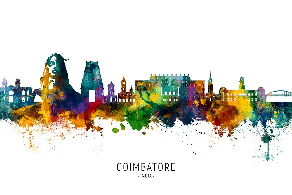 Coimbatore Skyline India art print by Michael Tompsett for $57.95 CAD
