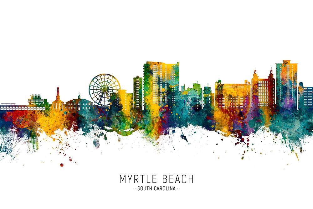 Myrtle Beach South Carolina Skyline art print by Michael Tompsett for $57.95 CAD