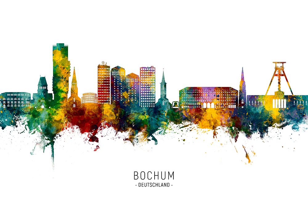 Bochum Germany Skyline art print by Michael Tompsett for $57.95 CAD