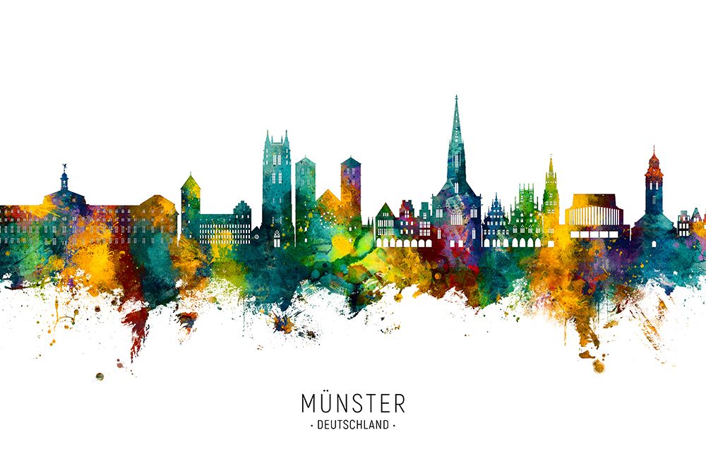 MAAndfrac14;nster Germany Skyline art print by Michael Tompsett for $57.95 CAD