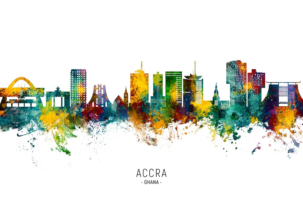 Accra Ghana Skyline art print by Michael Tompsett for $57.95 CAD