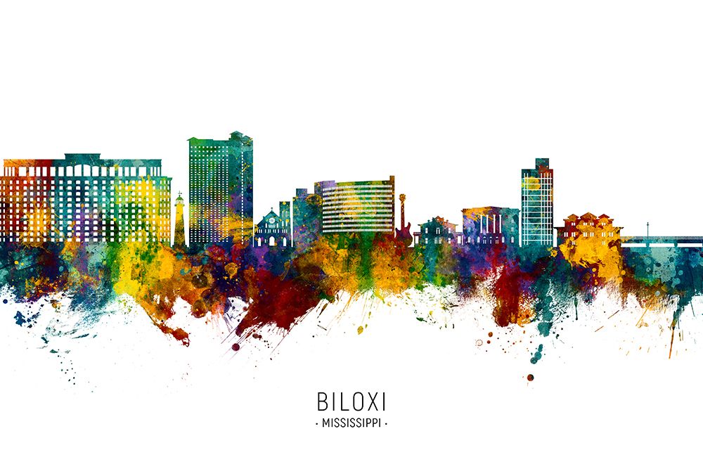 Biloxi Mississippi Skyline art print by Michael Tompsett for $57.95 CAD