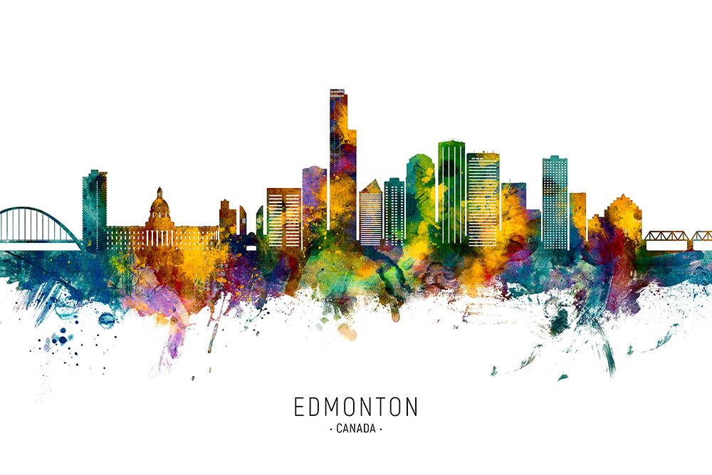 Edmonton Canada Skyline art print by Michael Tompsett for $57.95 CAD