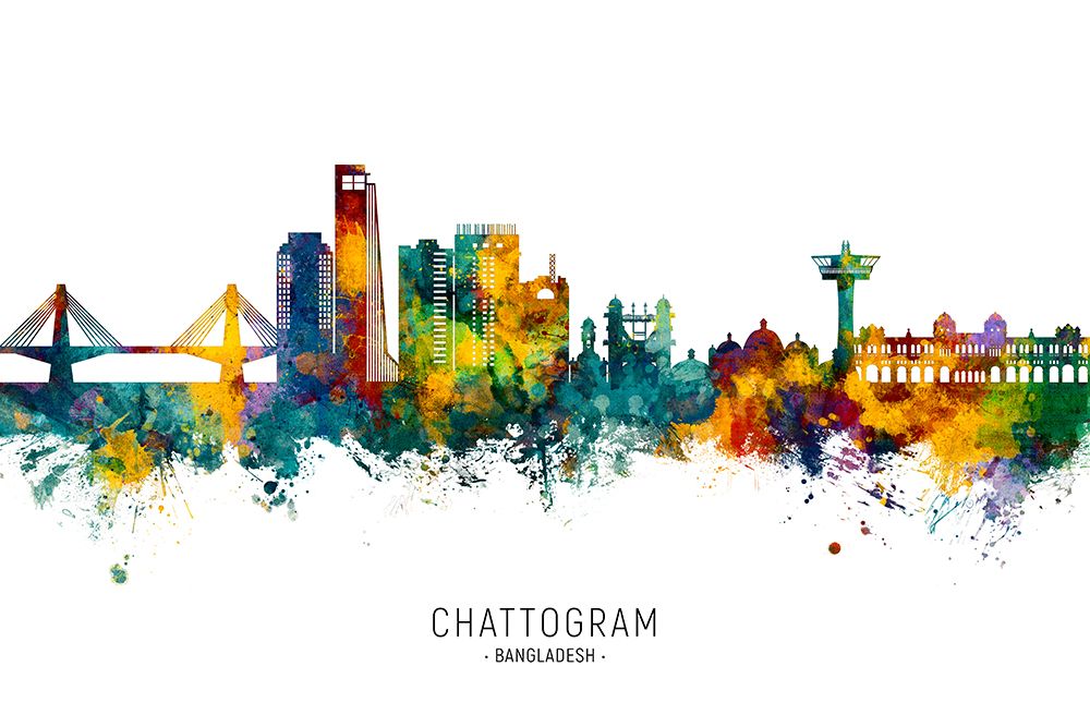 Chattogram Bangladesh Skyline art print by Michael Tompsett for $57.95 CAD