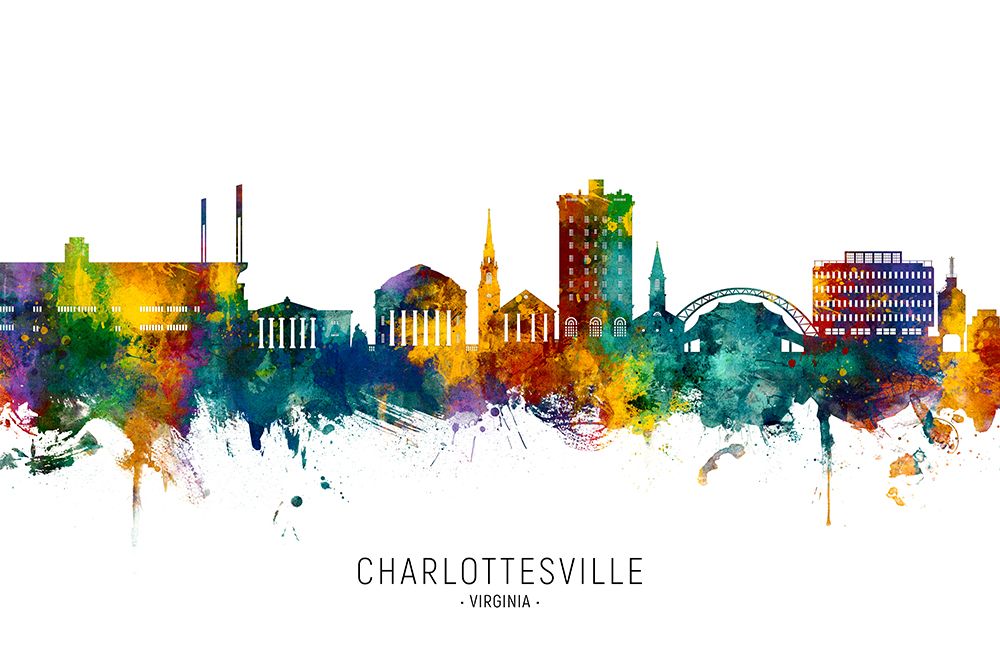 Charlottesville Virginia Skyline art print by Michael Tompsett for $57.95 CAD
